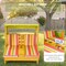 Costway Kids Double Chaise Lounge Patio Lounge Chair with Cup Holders & Awning Blue/Colorful/Brown